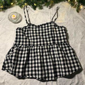 Gingham Babydoll Tanktop Blouse
